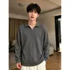 Estilo Coreano Old Money Gola Lapela Malha Outono Inverno Solto Quente Casual Listrado Suéter Masculino Manga Longa Top Masculino