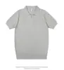 Camiseta de Punto con Cuello Camisero Caído de Manga Corta para Hombre, Estilo Old Money 2025, Estilo para Viajar, Polo Delgado Fresco y Elegante de Gama Alta para Verano