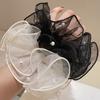 Anillo para el cabello de organza retro francesa para el intestino grueso, con perlas de alta calidad, para mujer, accesorio para el cabello negro.