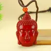 Colar Cabeça de Buda Sakyamuni de Cinábrio Sintético de Alto Teor para Homens e Mulheres, Pingente Cabeça de Buda Tathagata de Areia Imperial no Mesmo Estilo Venda por Atacado