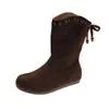 Botines de Cuero Mate Retro con Flecos para Mujer 2026 Otoño Nuevos Versátiles Aumento de Altura Interior Suela Plana Versátiles Botas Vaqueras Occidentales