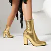 2026 Novas Botas de Comércio Exterior Transfronteiriças Outono e Inverno Salto Alto Plataforma Sapatos Femininos Tamanho 33-46 Cor Sólida Bico Fino Botas Femininas de Cano Curto Botas de Comércio Exterior