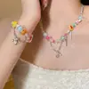 Colar de Doces Arco-Íris de Verão para Mulheres, Acessórios de Nicho, Corrente de Clavícula Trendy Doce e Legal para Meninas Populares, Joias da Moda