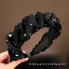 Diadema plisada de corona alta para mujer, estilo francés vintage, popular en línea, pinza para el pelo que hace que la cara se vea más pequeña, accesorio para el pelo de ala ancha