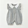 Macacão de bebê estilo western xadrez de verão fino com botões na parte de baixo roupinha para bebê menina fofa roupas de escalada super fofas roupas para sair
