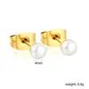 Brincos de Tarraxa com Pérolas Simples e Elegantes para Comércio Exterior Outono e Inverno, Brincos da Moda Japonesa e Coreana para o Dia a Dia, Brincos Banhados a Ouro 18K para Mulheres