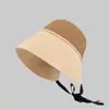 Chapéu de Pescador de Palha Respirável com Patchwork para Mulheres, Chapéu Balde com Amarração para Férias de Verão na Praia, Chapéu de Sol para Sombra e Proteção Solar ao Ar Livre
