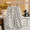 Pantalones Casuales de Algodón Puro Estilo Coreano con Estampado Completo de Lunares para Niñas, Otoño Nuevo, Pantalones Elegantes para Bebés, Ropa de Moda Infantil