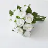 Ramo de Novia de Rosas de 18 Cabezas Boda Flores de Seda de Alta Gama Boda Artificiales Flores Eternas Venta al por Mayor Transfronteriza