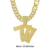Diseño de Nicho Número de la Suerte 7 Colgante de Aleación Incrustado de Diamantes Hip-Hop Collar Cubano Venta Caliente Transfronteriza Europeo y Americano Nuevo Modelo