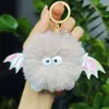 Nuevo colgante de peluche de diablito bola de carbón imitación de pelo de conejo rex para llavero de coche, colgante para mochila escolar, venta al por mayor