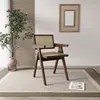 Cadeira Simples Nórdica de Madeira Maciça e Rattan Trançado com Braços Cadeira de Jantar para Casa Cadeira Chadiagal para Varanda de B&B Novo Estilo Chinês Assento
