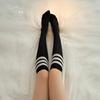 Lencería con Tema de Rosas, Calcetines Altos Sexys, Calcetines hasta la Pantorrilla, Medias Rayadas Blancas y Negras, Accesorios de Uniforme de Cumpleaños para Mujer W13