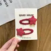 Novo Estilo Coreano Doce Tecido Vinho Bolinhas Estrela Recorte Crianças Grampo de Cabelo Lateral Versátil Cabelo de Meninas