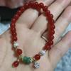 Ins versão coreana pulseira de cristal de ágata vermelha anel único feminino estrela de cinco pontas micro cravejada zircônia pulseira de pérola de água doce