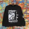 Erd Melancólico Rico Segunda Geração Retrato Retro Americano Estampa Rock Hip-Hop Bolso Cargo Calça Camiseta Manga Curta Solta Tendência Masculina e Feminina