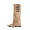 Botas Largas Blancas Chuyuji Hasta la Rodilla para Mujer con Punta Fina, Aumentadoras de Altura, Tacón de Cuña, Botas de Montar