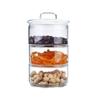 Fábrica de atacado de bambu tampa de madeira tigela de salada de vidro tanque selado de vidro resistente ao calor de borosilicato tanque de alimentos de grãos