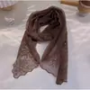 Bufanda de Seda de Encaje con Fuegos Artificiales y Perlas Estilo Coreano para Primavera y Verano para Mujer, Bufanda de Cuello Bordada Versátil y Transpirable, Chal de Alta Gama y Elegante