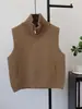 Chaleco Cárdigan de Punto de Lana Doble Cara Color Sólido con Cuello Alto y Doble Cremallera Otoño Invierno Nuevo Suelto Casual para Mujer Tendencia
