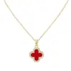 Collar de Cobre Arvaleff Trébol Rojo Luz de Lujo Moda Cadena para Clavícula Oro de 18K Circonita con Diamantes Venta al por Mayor Transfronteriza