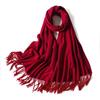 Bufanda de Cachemira Imitación Estilo Coreano para Mujer, Nueva Bufanda Coreana de Color Sólido para Otoño e Invierno, Chal Grande con Borlas para Otoño e Invierno al por Mayor