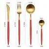 Conjunto de Talheres Ocidentais para Bife de Aço Inoxidável 304 Amazon Transfronteiriço, Garfo e Colher, Conjunto de Talheres de Presente de 4 Peças