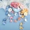 Accesorios para el cabello con flores de seda para ropa Han, horquilla de presión trasera, tocado de estilo antiguo, borla larga, clip lateral, accesorios de canción, tocado vintage, clip de flor