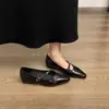Novos Sapatos Femininos de Metal com Fivela, Couro Macio, Bico Fino, Baixos, Deslizantes, Estilo Francês Retrô, Verão-Outono 2026