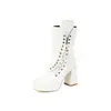 Botas Femininas Punk de Inverno 2026, Estilo Punk, Sola Grossa, Tamanho Grande 40-50, Estilo Europeu e Americano, Cadarço Lateral, Cano Baixo, Tendência