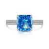 Transmisión en Vivo Venta Caliente Color Flash Piedra Preciosa Corte Flor de Hielo Incrustado Diamante de Alto Carbono Anillo Moda Clásica Transfronteriza Europea y Americana Dropshipping