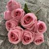 Novo Arranjo de Flores de Casamento Simulado Flor Falsa Flor de Fundo para Palco de Auditório Estrada Chão com 9 Cabeças de Rosa Redonda Fantasia Flores de Seda em Casa