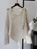 Nova Coleção Outono/Inverno 2026: Tricô com Design Pesado de Miçangas, Estilo Coreano Gola Redonda Suéter Pulôver Soltinho para Mulheres