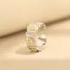Anillo Pequeño de Margarita Estilo Coreano para Mujer, Anillo Nuevo Abierto, Chapado en Oro con Diamantes, Popular en Xiaohongshu