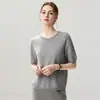 Otoño Nuevo Camiseta Base de Punto de Cachemir Moda Suave Cómoda Color Sólido Simple Estilo Coreano Holgada Adelgazante para Mujer