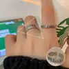 Anillo de Mahjong de Plata Tailandesa Estilo Étnico para Mujer, Anillo Abierto de Transferencia de Cabello Moda Retro, Tendencia de Anillo para Dedo Índice Hip-Hop Elegante