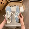 Tênis de Treino Alemão Color Block Retrô Feminino Outono 2026 Novo Solado Fino Aumenta Altura Solado Macio Tênis Esportivo Casual Respirável Tênis de Lona