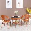 Conjunto de Mesa e Cadeiras para Varanda, Conjunto de Três Peças com Cadeiras de Rattan, Mesa Pequena, Mesa de Centro, Cadeira de Lazer Externa com Encosto, Cadeira para Pátio Externo