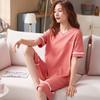Pijamas Verão Manga Curta Capri Calça terno Algodão Pullover plus size Roupa confortável Roupa de fora Home Wear em stock Venda por atacado