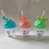 Taza de Popote Caricatura Temática de Fútbol, Disponible en Múltiples Colores, Capacidad de 300ml, con Lindo Diseño de Corona y Moño