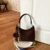 Bolsa de Ombro Feminina Retrô Estilo Cross-border 2026 Outono/Inverno Nova Cor Sólida Camurça Pelúcia Sob o Braço Ombro Único Transversal Bolsa Feminina
