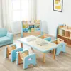 Centro de Educação Infantil para Crianças de 1 a 3 Anos, Mobiliário de Jardim de Infância, Mesas e Cadeiras de Madeira Maciça com Cobertura Macia, Área Educacional, Conjunto de Brinquedos