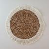 Amazon Tapete Aislante de Paja Redondo Tejido con Borde de Borla Posavasos Hogar Creativo Individual Junco Mazorca Hoja de Maíz Tapete para Plato