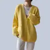 Novo suéter feminino estilo coreano para primavera e outono de 2026, corte solto, plus size, estilo casual, jaqueta cardigã de tricô cor sólida