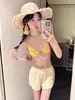 Hermoso Traje de Baño Perezoso para Mujeres con Senos Pequeños, Push-Up para Cubrir la Carne y Blanquear, Hottie de Pura Pasión, Dulce Traje de Baño Bikini para Vacaciones en la Isla