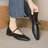 Zapatos de Cuero Estilo Francés, Punta Cuadrada, Boca Baja, Zapatos Mary Jane Casuales, Zapatos Simples Versátiles de Tacón Bajo para el Trabajo para Mujeres, Disponibles en Varios Tamaños