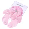 Gorro de encaje con lazo de diamantes para bebé recién nacido de algodón Calcetines de algodón de punto doble Set de tocado de cartón para niños y bebés