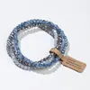 Conjunto Popular de Pulseiras de Vitral de Quatro Peças para Praia de Verão para Mulheres, Conjunto de Etiquetas de Presente Moda Retrô para Melhor Amiga, Joias para Mãos