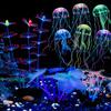Decoração de aquário efeito brilhante aquário silicone planta artificial decoração água-viva coral combinação disco de ar pedra