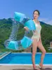 Flotador de piscina inflable feo en forma de U, diseño de luna azul, para fiestas de piscina de adultos